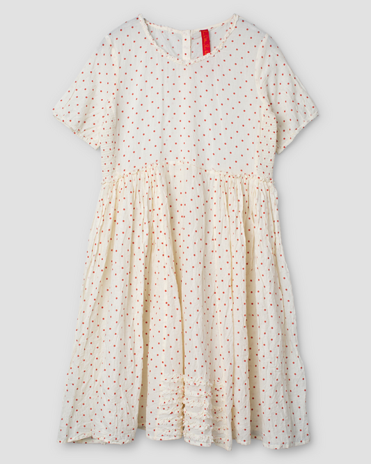 Ewa i Walla | Kleid JENNIFER Creme mit blauen Punkten |55835 | SS24