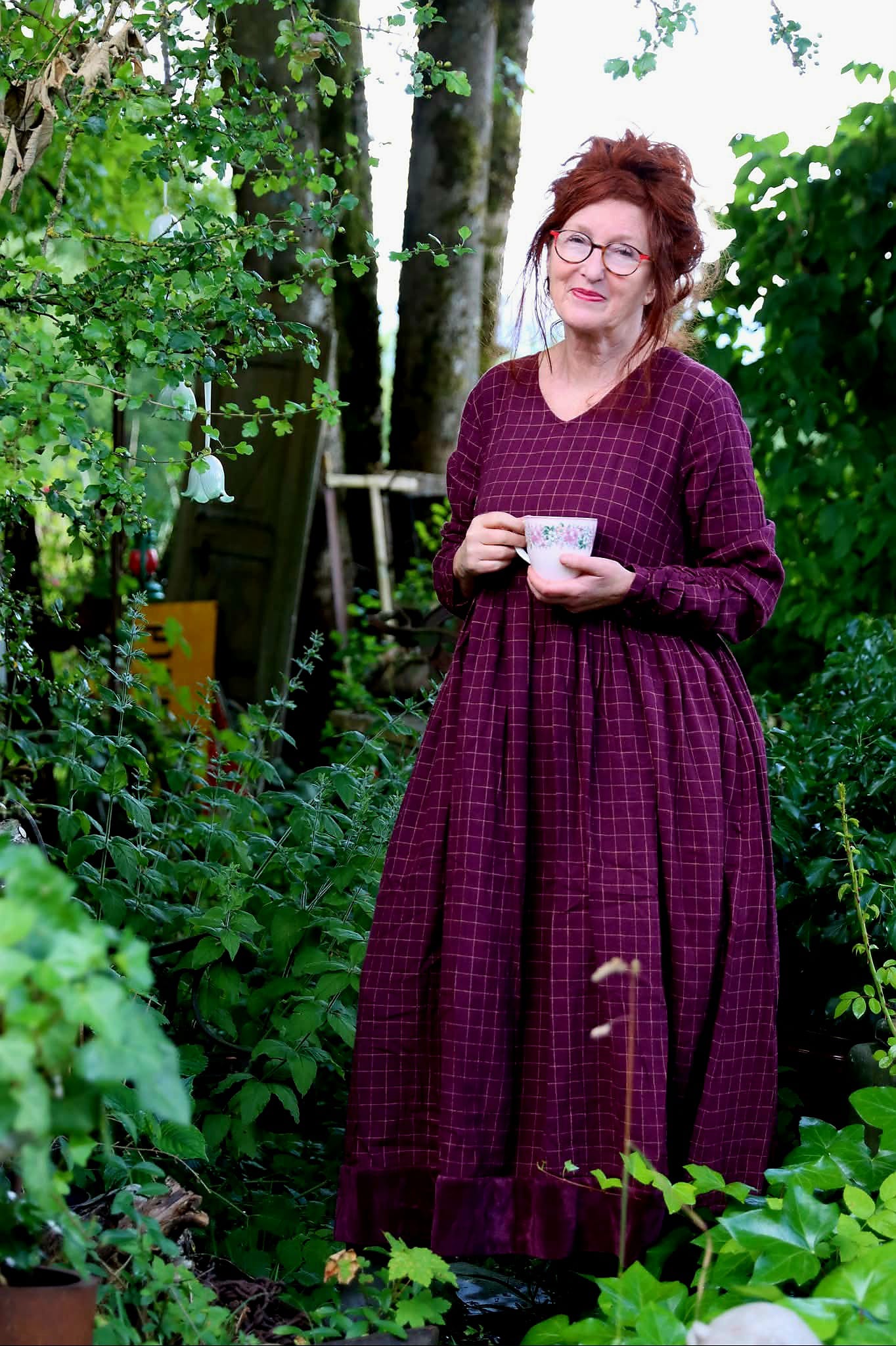 Ewa i Walla | Kleid GRY Leinen Kariert Cinnamon | 55929 | AW25