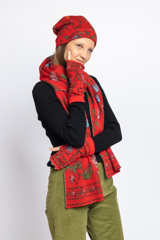 Ivko | Schal / Scarf Floral Pattern Red | 222580 - Feenreich