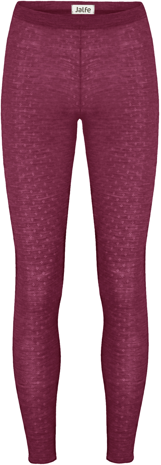 Jalfe Kirse Leggings eyelet - Kirsch Melange - 100% Wolle vom Merinoschaf