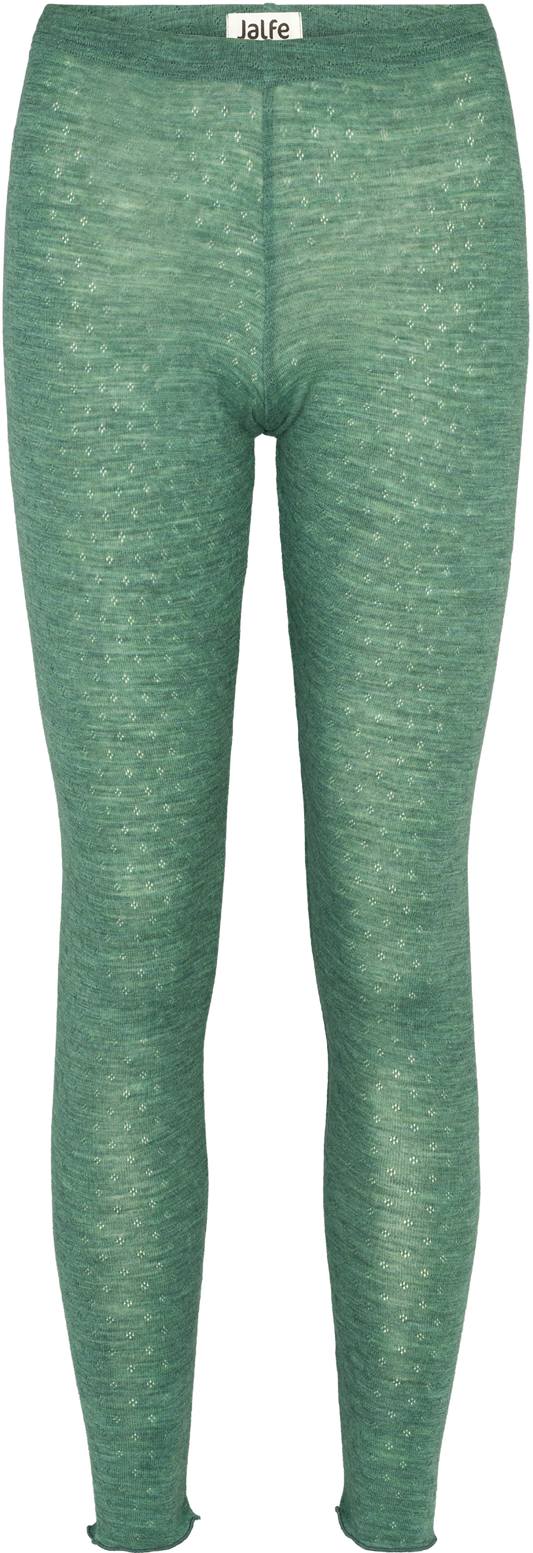 Jalfe Kirse Leggings eyelet - Aloe Melange - 100% Wolle vom Merinoschaf