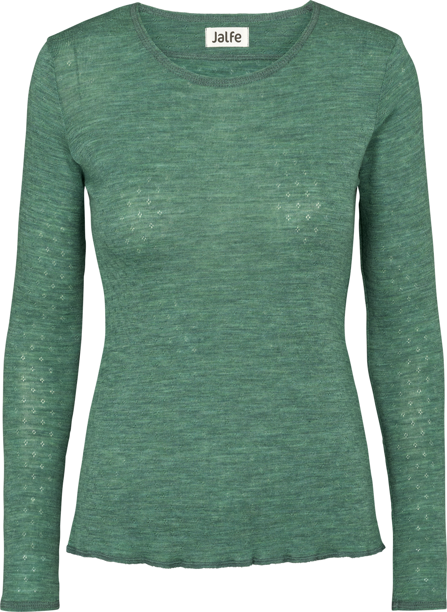 Jalfe Vigdis Shirt eyelet - Aloe Melange - 100% Wolle vom Merinoschaf