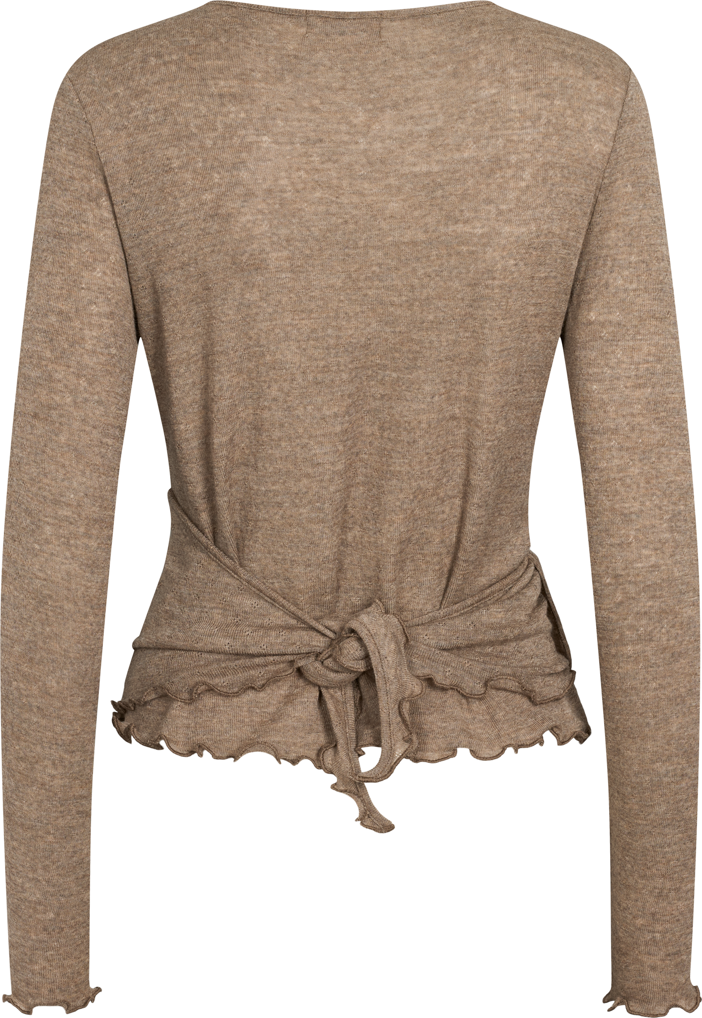 Jalfe Iris Shirt eyelet - Hellbraun Melange - 100% Wolle vom Merinoschaf