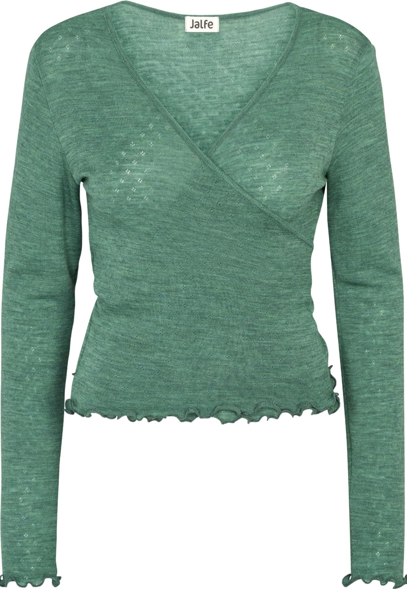 Jalfe Iris Shirt eyelet - Aloe Melange - 100% Wolle vom Merinoschaf
