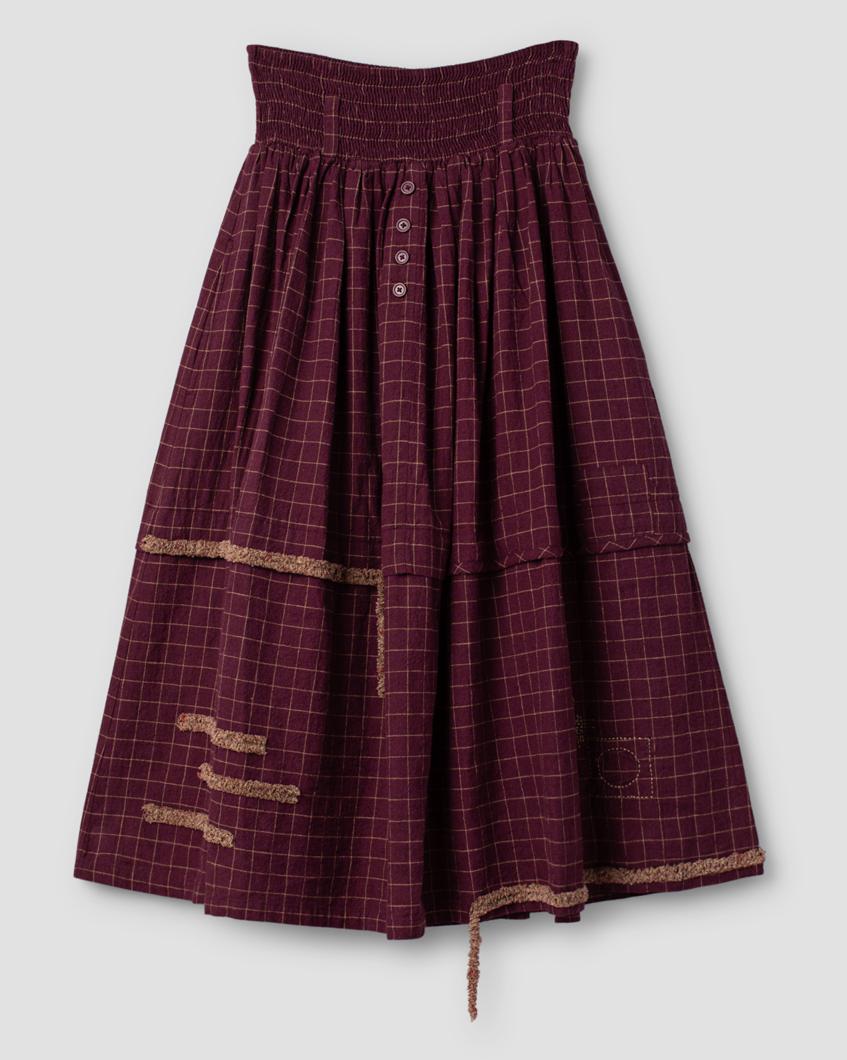 Ewa i Walla | Rock SABRINA Linen check dark plum | 22296 | AW25