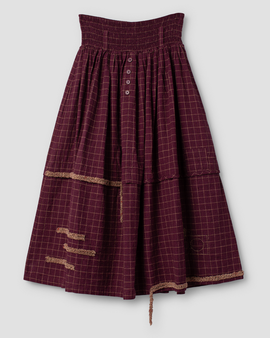 Ewa i Walla | Rock SABRINA Linen check dark plum | 22296 | AW25