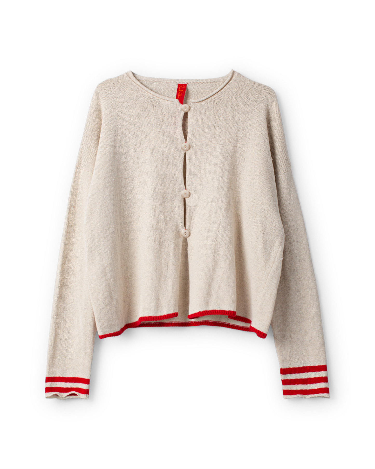 Ewa i Walla Cardigen CORDELIA Knitter-Baumwolle Cream / Rot | Spring Summer 26