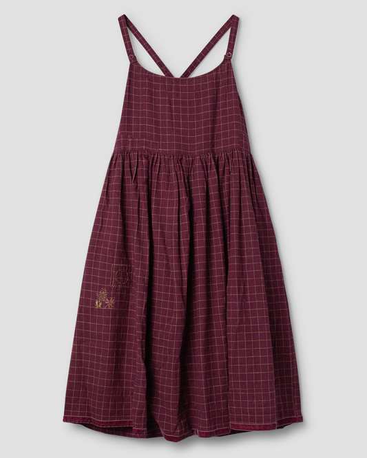 Ewa i Walla | Kleid GORDANA Leinen Kariert Dark Plum | 55928 | AW25