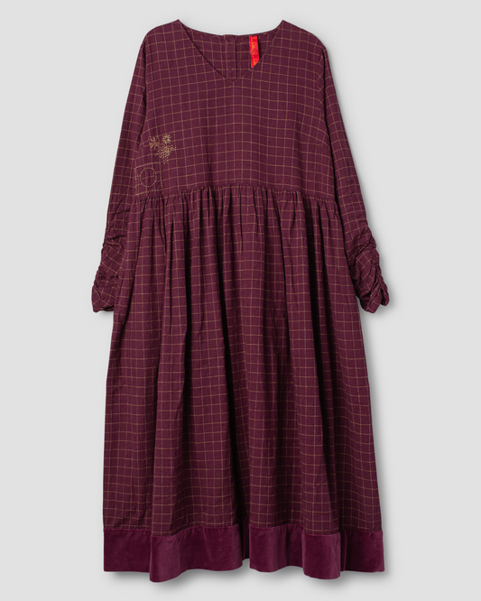 Ewa i Walla | Kleid GRY Leinen Kariert Cinnamon | 55929 | AW25