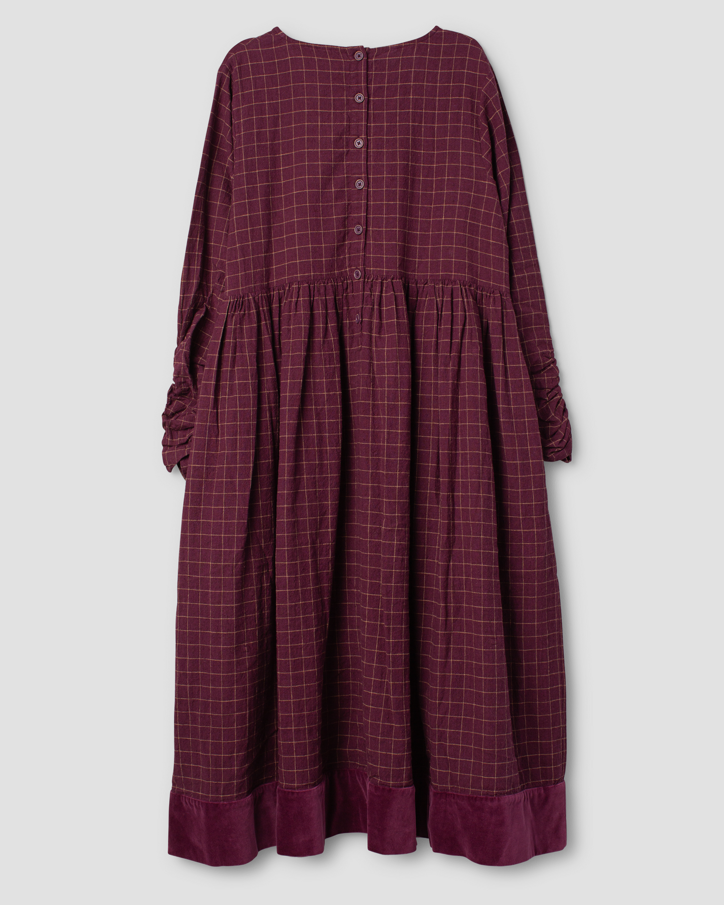 Ewa i Walla | Kleid GRY Leinen Kariert Dark Plum | 55929 | AW25