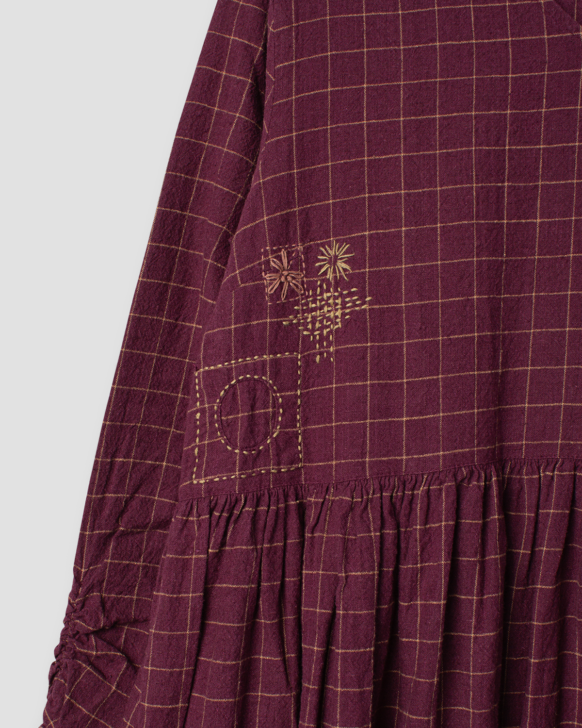 Ewa i Walla | Kleid GRY Leinen Kariert Dark Plum | 55929 | AW25