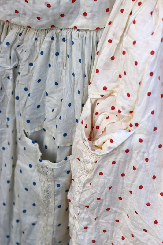 Ewa i Walla | Kleid JENNIFER Creme mit blauen Punkten |55835 | SS24