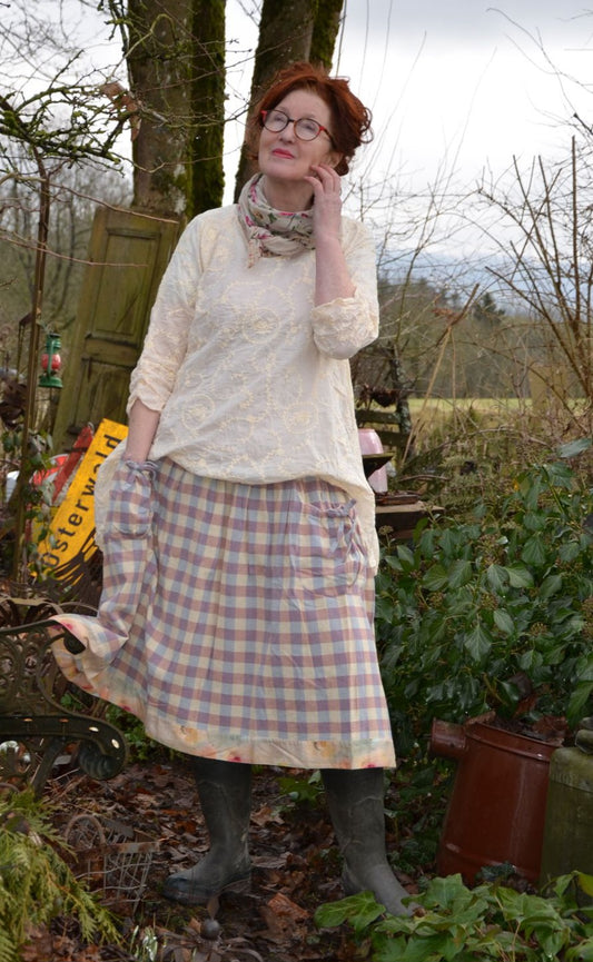 Ewa i Walla | Bluse JUTTA Embroidered voile cream 44131 | SS25