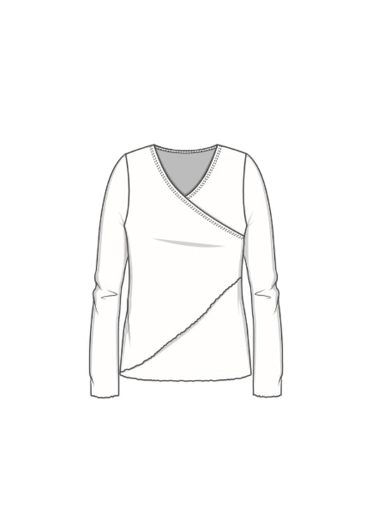 By Basics | Shirt Asymmetrisch | Reine Merinowolle Capers Melange 983 | 4008