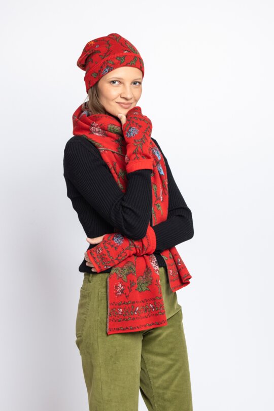 Ivko | Mutze / Cap Floral Pattern Red | 222583 - Feenreich