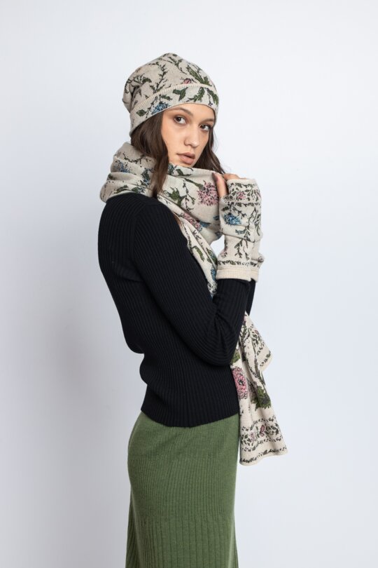 Ivko | Schal / Scarf Floral Pattern Off White | 222580 - Feenreich