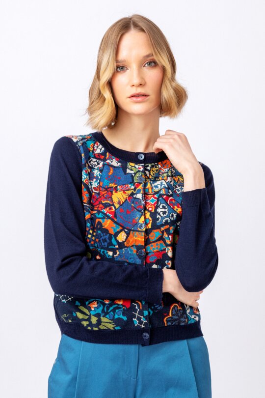 Ivko | Weste / Cardigan Jacquard Trencar Pattern Marine | 212621 - Feenreich