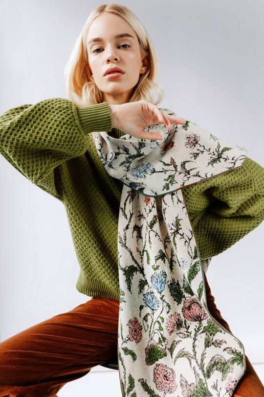 Ivko | Schal / Scarf Floral Pattern Off White | 222580 - Feenreich